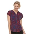 Petite Dana Buchman Placket Short Sleeve Top, Women's, Size: Xl Petite, Red