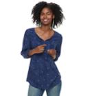 Women's Sonoma Goods For Life&trade; Printed Pintuck Peasant Top, Size: Xl, Dark Blue