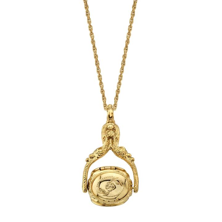 1928 Ornate Locket Pendant Necklace, Women's, Size: 30, Yellow