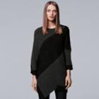 Women's Simply Vera Vera Wang Colorblock Cable Knit Poncho Sweater, Size: L-xl, Dark Grey
