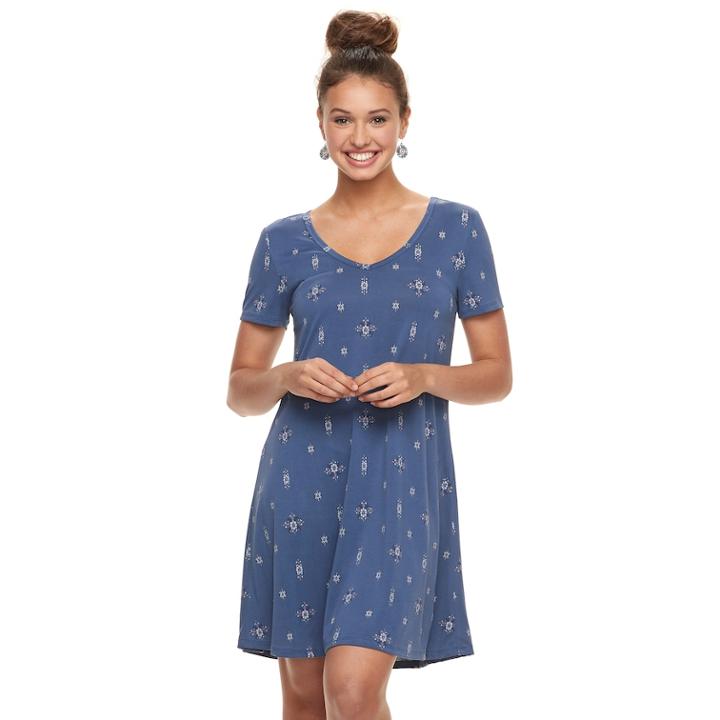 Juniors' Mudd&reg; Cupro Short Sleeve Dress, Teens, Size: Xl, Med Blue