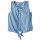 Girls 4-12 Sonoma Goods For Life&trade; Chambray Tie-front Top, Girl's, Size: 8, Light Blue