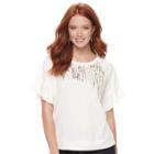 Women's Apt. 9&reg; Metallic Flutter Crewneck Sweatshirt, Size: Xxl, White