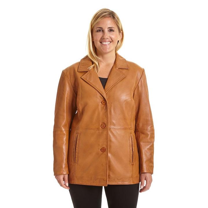 Plus Size Excelled Leather Jacket, Women's, Size: 2xl, Beig/green (beig/khaki)