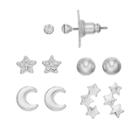 Lc Lauren Conrad Star & Crescent Moon Nickel Free Stud Earring Set, Women's, Silver