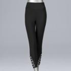 Women's Simply Vera Vera Wang Soft Stretch Lace-up Capri Leggings, Size: Medium, Black
