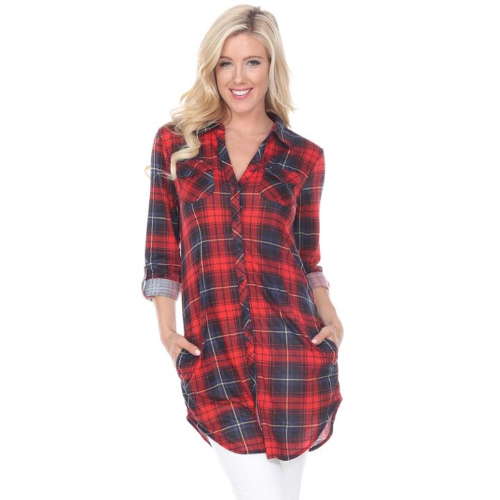 Women's White Mark Plaid Tunic, Size: Small, Multicolor