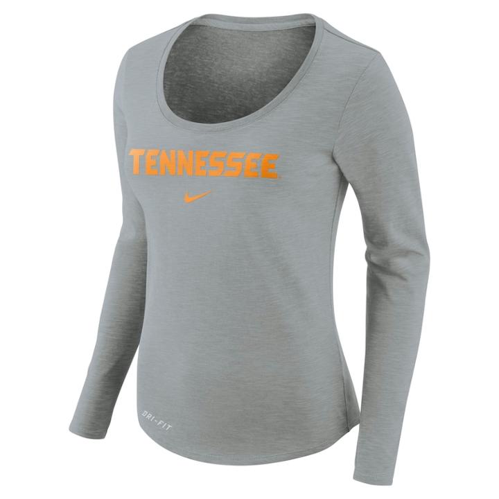 Women's Nike Tennessee Volunteers Slubbed Dri-fit Tee, Size: Large, Grey
