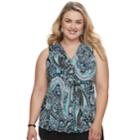Plus Size Dana Buchman Pleated V-neck Tank, Women's, Size: 0x, Dark Blue