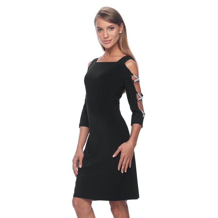 Women's Msk Embellished Cutout Sleeve Sheath Dress, Size: Large, Black