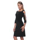 Women's Msk Embellished Cutout Sleeve Sheath Dress, Size: Large, Black