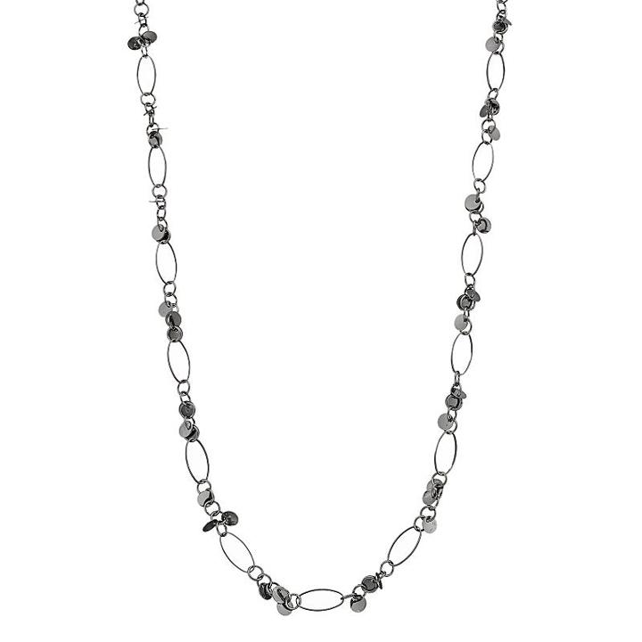 Long Disc Charm Oval Link Necklace, Women's, Tone