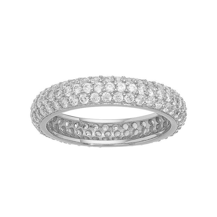 Fleur Cubic Zirconia Pave Ring, Women's, Size: 7, Grey