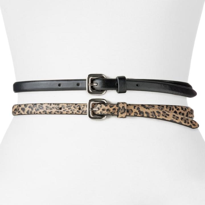 Apt. 9&reg; Leopard Skinny Belt Set, Size: 1xl, Grey (charcoal)