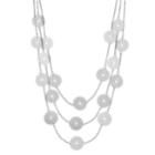 Filigree Disc Multi Strand Necklace, Women's, Silver