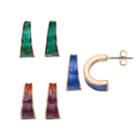 Simulated Abalone Half Hoop Earring Set, Women's, Multicolor