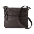 R & R Leather 3-zip Leather Crossbody Bag, Women's, Brown