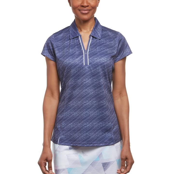 Women's Pebble Beach Jersey Print Short Sleeve Golf Polo, Size: Xl, Med Purple