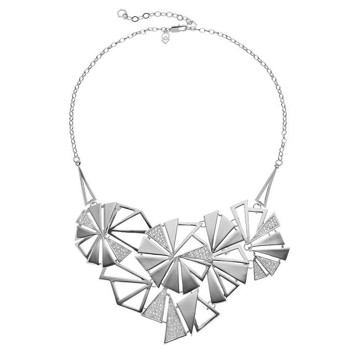 Coco Lane Openwork Fan Bib Necklace, Women's, Size: 20, Grey
