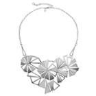 Coco Lane Openwork Fan Bib Necklace, Women's, Size: 20, Grey