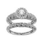 Igl Certified Diamond Art Deco Halo Engagement Ring Set In 14k White Gold (1 Carat T.w.), Women's, Size: 7.50