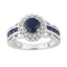 10k Gold Sapphire & 1/8 Carat T.w. Diamond Tiered Flower Ring, Women's, Blue