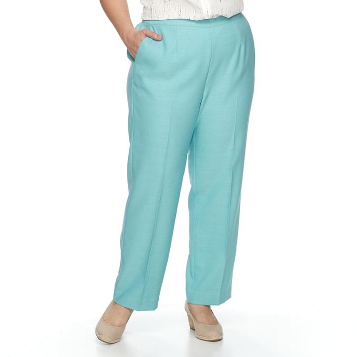 Plus Size Alfred Dunner Studio Pull-on Flat Front Pants, Women's, Size: 18 - Regular, Turquoise/blue (turq/aqua)