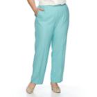 Plus Size Alfred Dunner Studio Pull-on Flat Front Pants, Women's, Size: 18 - Regular, Turquoise/blue (turq/aqua)