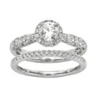 Igl Certified Diamond Halo Engagement Ring Set In 14k White Gold (1 Carat T.w.), Women's, Size: 7.50
