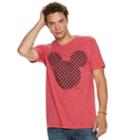 Men's Disney Mickey Mouse Checkered Head Tee, Size: Medium, Med Pink