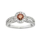 Igl Certified Red & White Diamond Halo Engagement Ring In 14k White Gold (1 Carat T.w.), Women's, Size: 6.50
