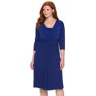Plus Size Chaps Solid Knot-front Empire Dress, Women's, Size: 16 W, Blue