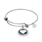 Love This Life Crystal & Abalone Heart Charm Bangle Bracelet, Women's, Grey