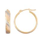 Tri-tone 10k Gold Striped Hoop Earrings, Women's, Multicolor