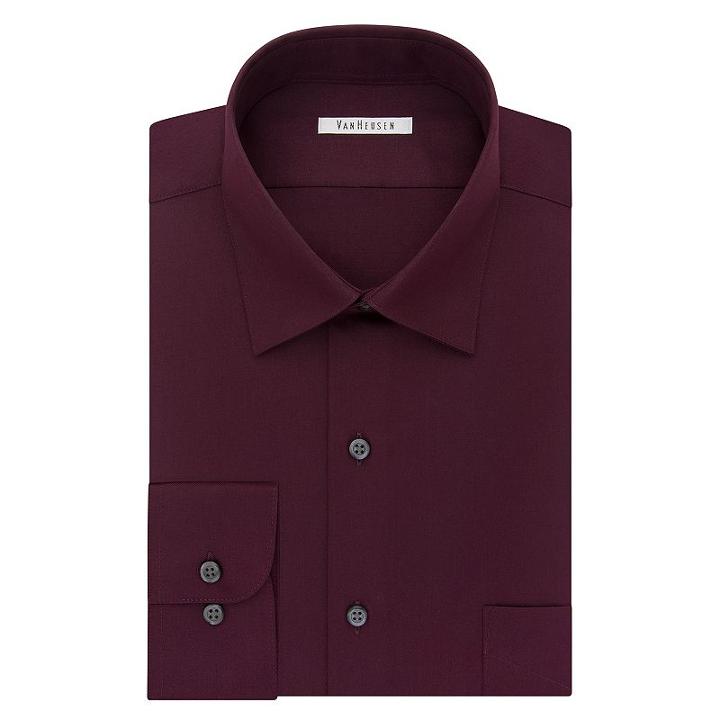 Big & Tall Van Heusen Regular-fit Solid Lux Sateen No-iron Spread-collar Dress Shirt, Men's, Size: 18 34/5b, Red
