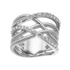 Brilliance Weave Ring With Swarovski Crystals, Women's, Size: 9, White