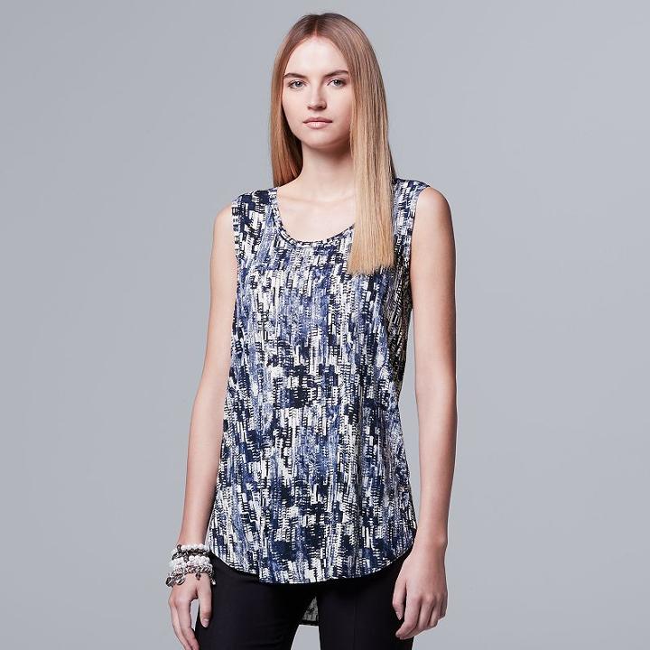 Women's Simply Vera Vera Wang Print Tank, Size: Small, Med Blue