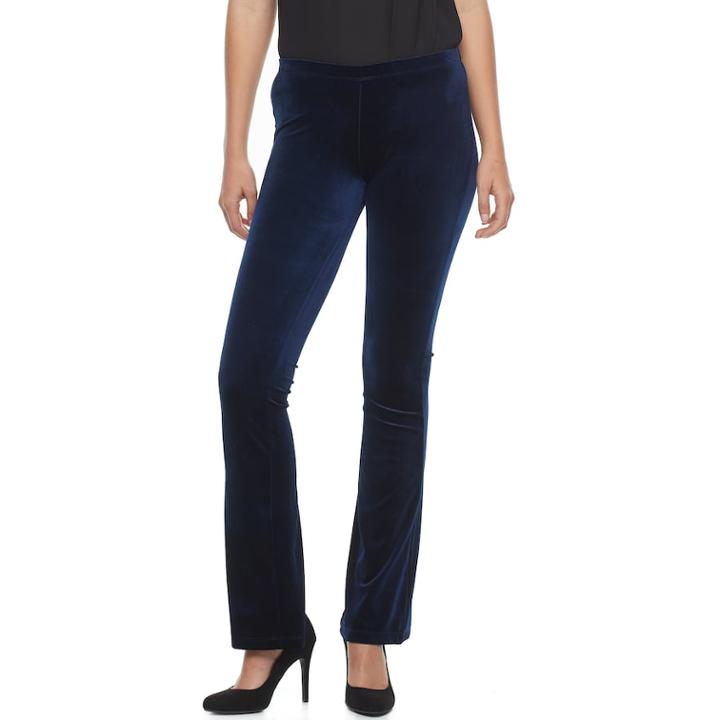Women's Double Click Velvet Flare Leggings, Size: Medium, Blue (navy)