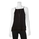 Juniors' Iz Byer California Crochet Hem Necklace Tank, Teens, Size: Large, Black