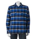 Men's Woolrich Oxbow Plaid Flannel Shirt Jacket, Size: Medium, Dark Blue