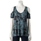 Women's Rock & Republic&reg; Cold-shoulder Tee, Size: Large, Med Grey