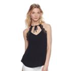 Women's Rock & Republic&reg; Lace Trim Tank, Size: Large, Black