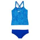 Girls 7-14 Nike Spiderback Tankini Top & Bottoms Swimsuit Set, Size: 10, Blue (navy)