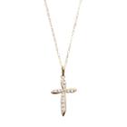 10k Gold Cubic Zirconia Cross Pendant Necklace, Women's, Size: 18, White