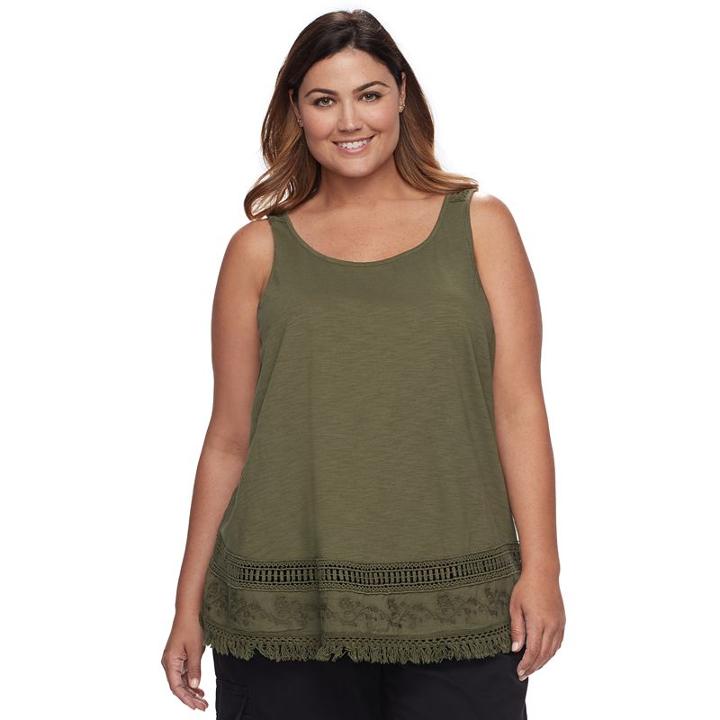 Plus Size Sonoma Goods For Life&trade; Striped Swing Tank, Women's, Size: 1xl, Green