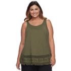 Plus Size Sonoma Goods For Life&trade; Striped Swing Tank, Women's, Size: 1xl, Green