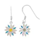 Sterling Silver Lab-created Opal Daisy Drop Earrings, Women's, Multicolor