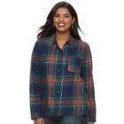 Juniors' Plus Size So&reg; Plaid Lurex Shirt, Teens, Size: 2xl, Blue