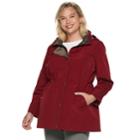 Plus Size Gallery Button Out Anorak Jacket, Women's, Size: 1xl, Red