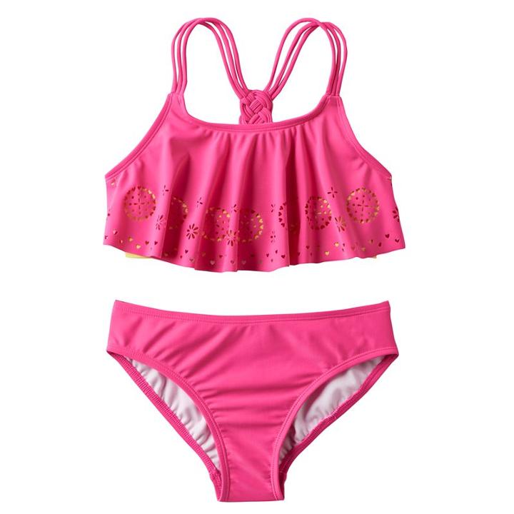 Girls 7-16 Freestyle Revolution Perforated Medallion Tankini Swimsuit Set, Girl's, Size: 7, Pink